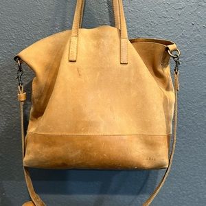 Genuine leather crossbody tote